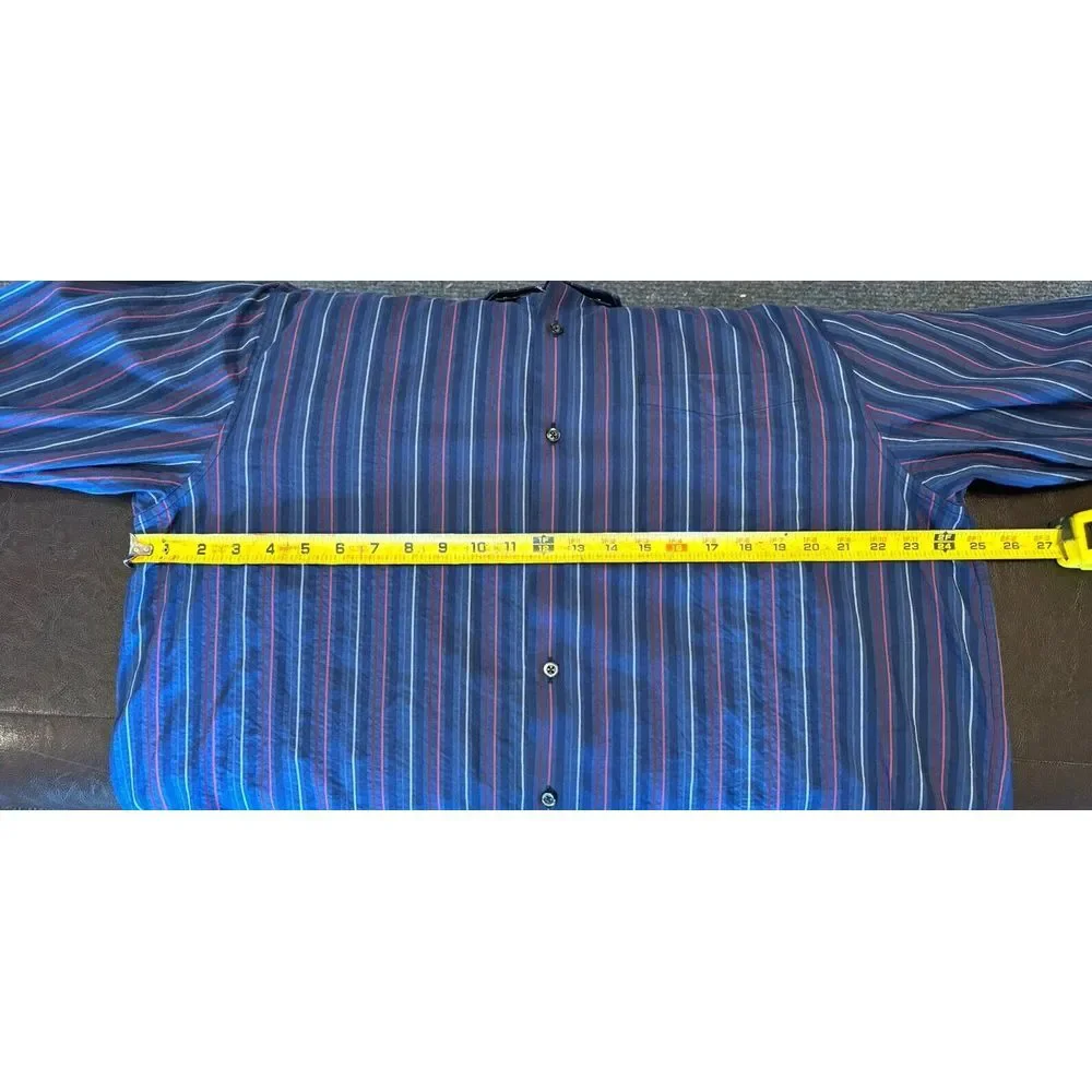 Tommy Bahama‎ Men's Sz XL Long Sleeve Button Down Blue Strips Silk Blend